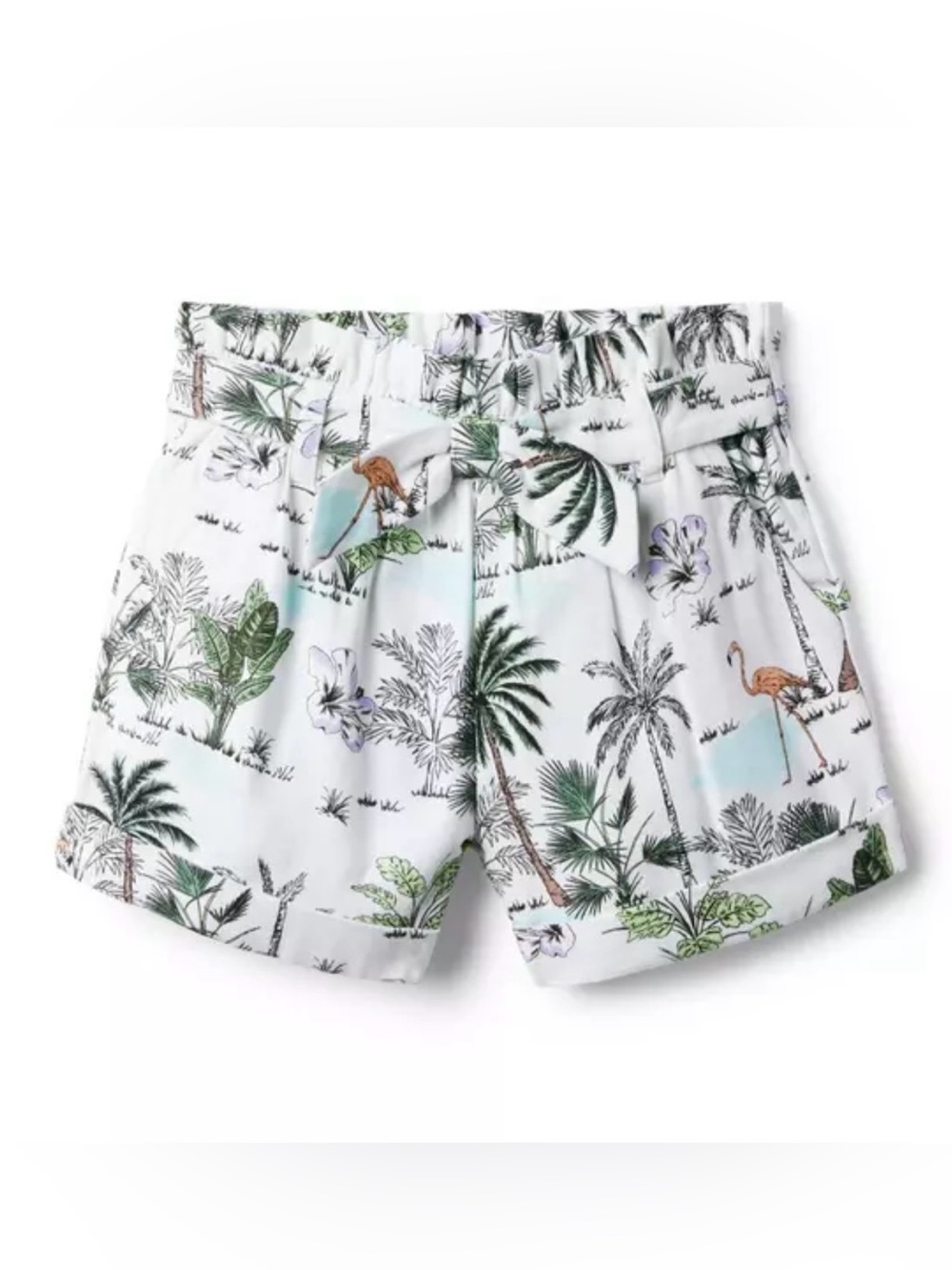 Janie and Jack Girls Tropical Flamingo Paperbag Waist Short Size 10 New
